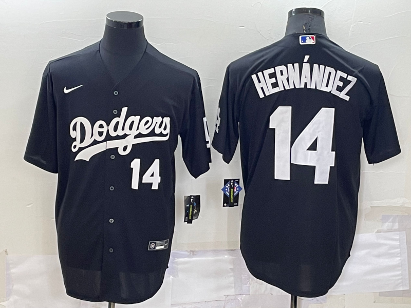 Men's Los Angeles Dodgers #14 Kiké Hernández Black Cool Base Stitched Jersey Men's Los Angeles Dodgers #14 Kiké Hernández Black Cool Base Stitched Jersey
